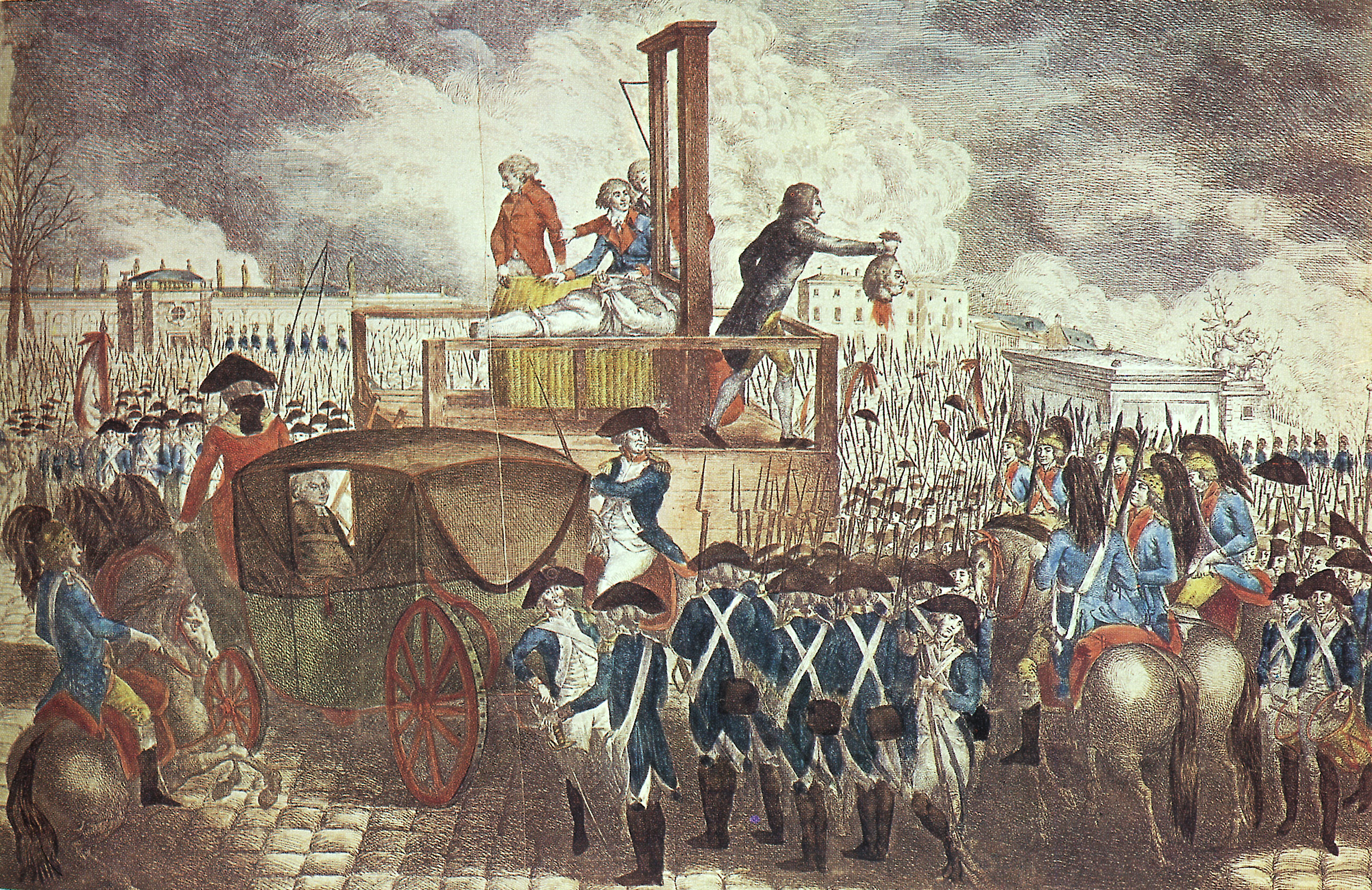 Egzekucja Ludwika XVI – miedzioryt z 1793, fot. wikimedia (domena publiczna)