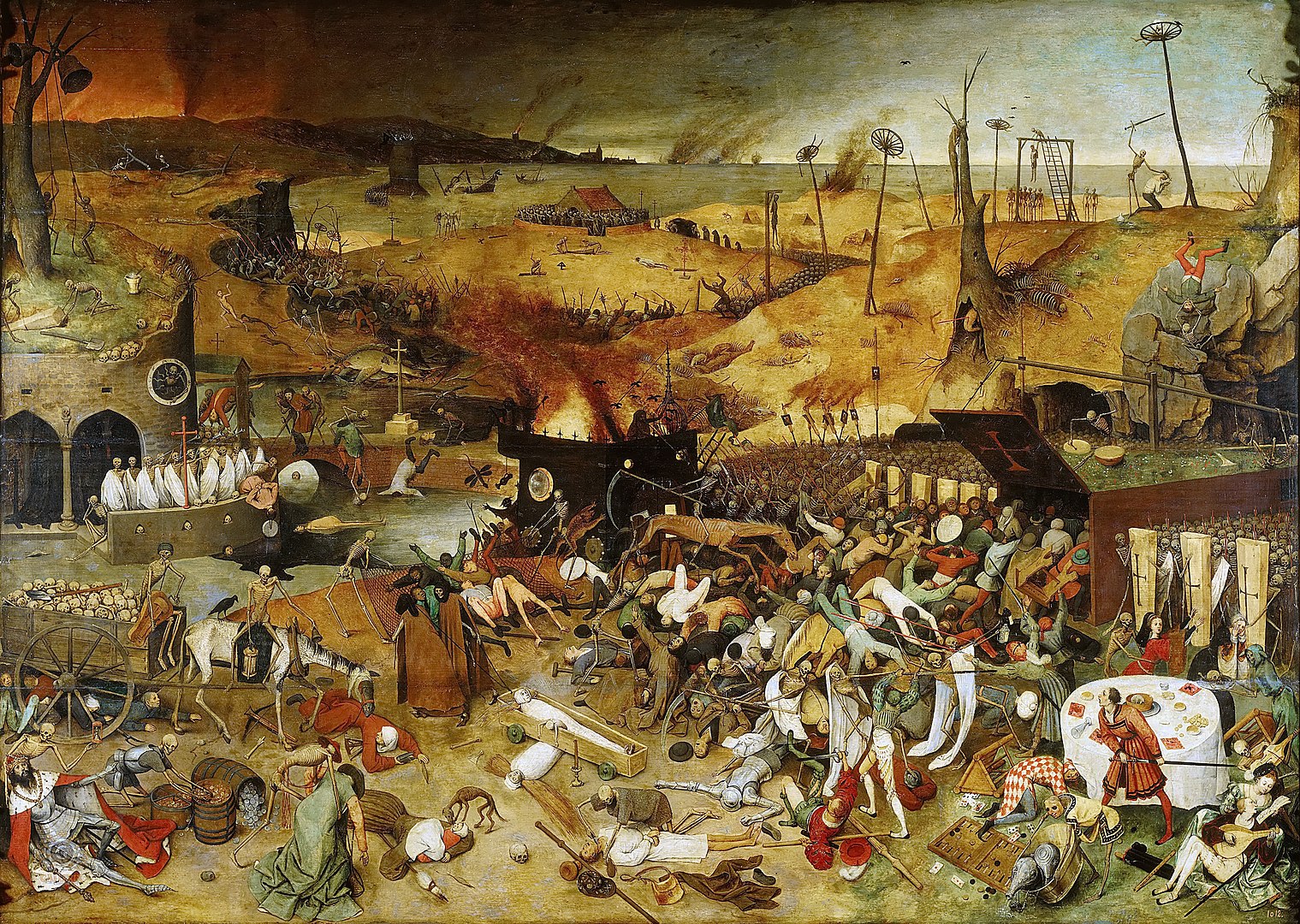 „Triumf śmierci” (1562) Pietera Bruegla, odzwierciedlający powszechny w społeczeństwie wstrząs i przerażenie, wywołane czarną śmiercią, fot. wikimedia (domena publiczna)