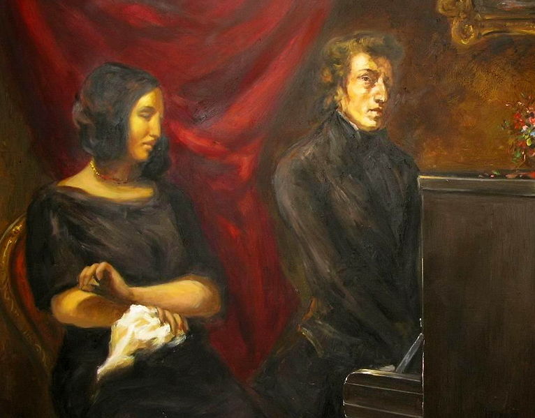 Zaimprowizowany wspólny portret George Sand i Fryderyka Chopina na podstawie dwóch portretów artystów autorstwa Eugène'a Delacroix / Wikimedia Commons