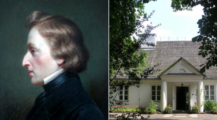 Portret Fryderyka Chopina autorstwa Alberta Graefle, XIX w.; rodzinny dworek pianisty w Żelazowej Woli / Wikimedia Commons