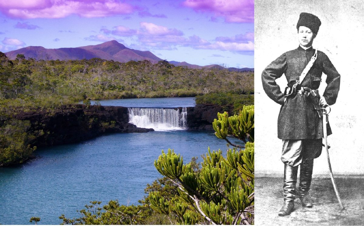 Krajobraz Nowej Kaledonii i Antoni Berezowski, fot. wikimedia (domena publiczna) i Pixabay.com