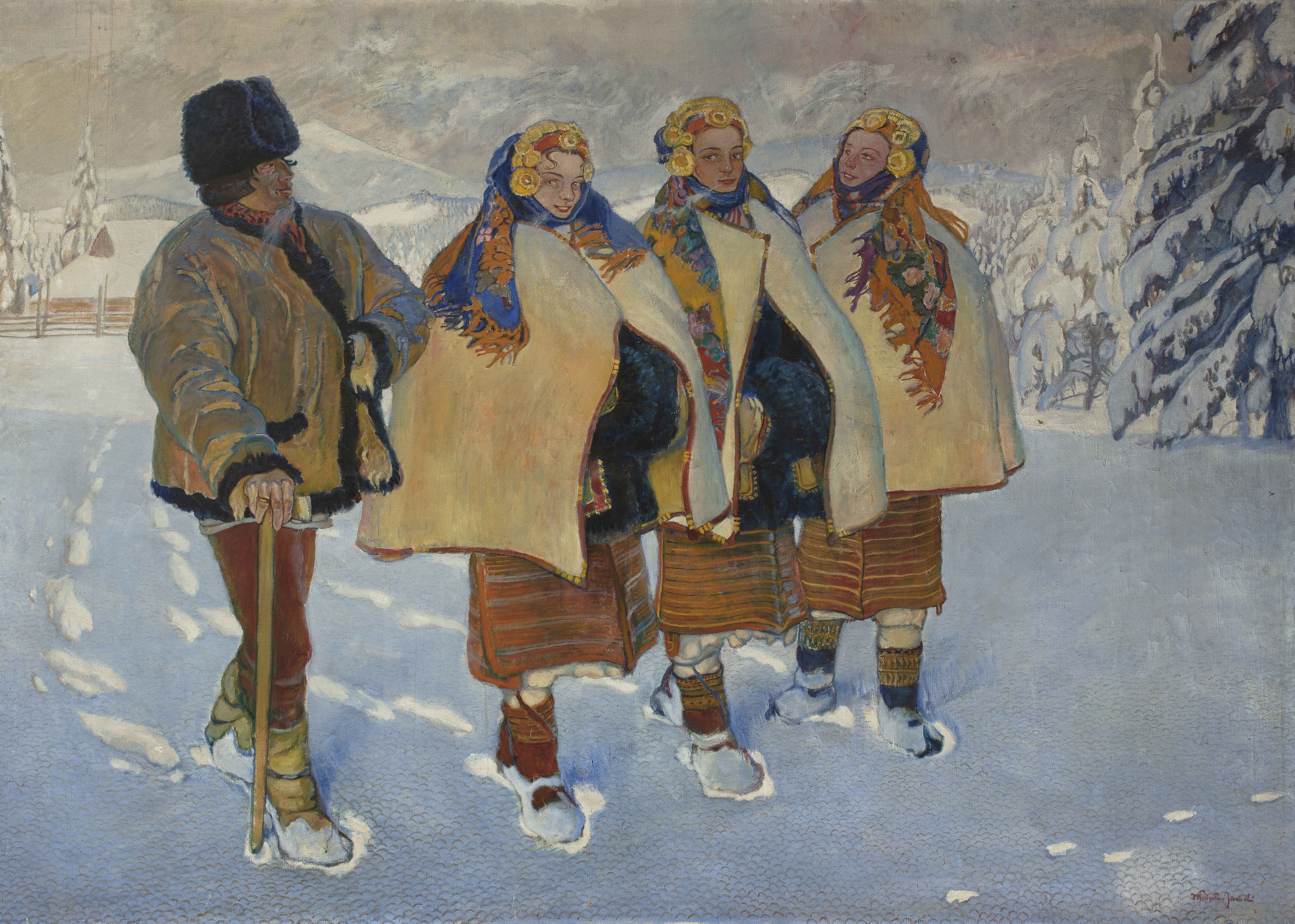 MNW; Jarocki, Władysław (1879-1965) (malarz); Huculi w Karpatach; 1910; olej; płótno; 201 x 282