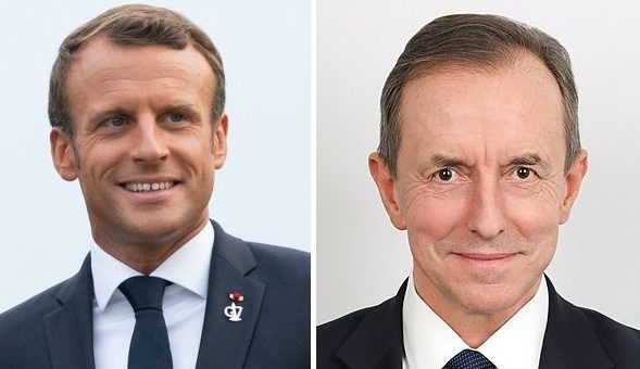 Emmanuel Macron i Tomasz Grodzki, fot. wikimedia (domena publiczna oraz Kancelaria Senatu Rzeczypospolitej Polskiej na licencji CC BY-SA 3.0 pl)