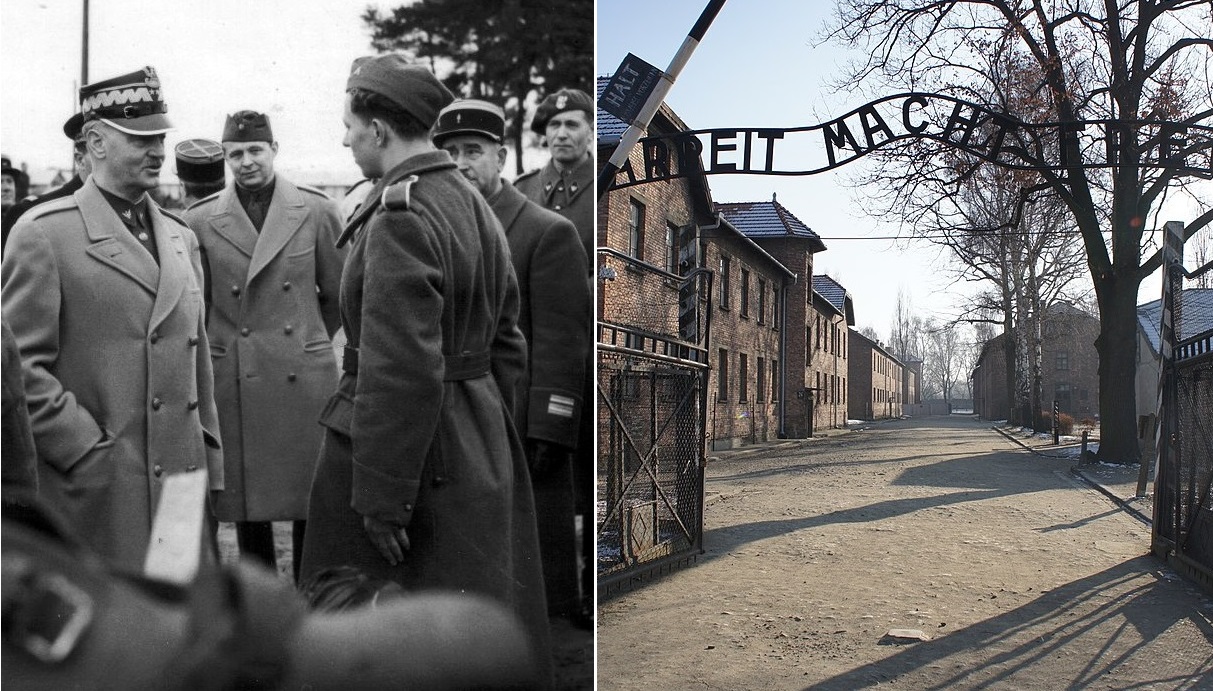Gen. Sikorski wśród żołnierzy we Francji w 1940, fot. wikimedia (domena publiczna); Auschwitz-Birkenau, fot. Bibi595 - Praca własna, wikimedia (na licencji CC BY-SA 3.0)