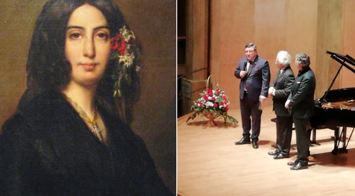 Auguste Charpentier, portret George Sand, domena publiczna; ambasador Tomasz Młynarski na inauguracji Festival Nohant, fot. J. Barełkowska