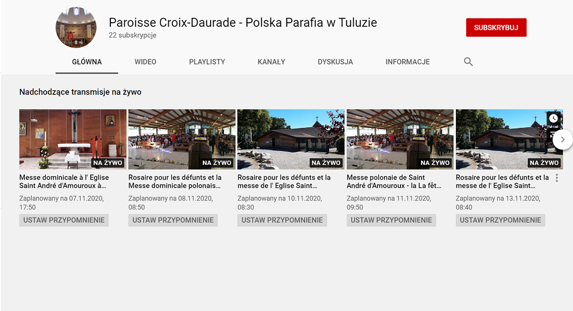 YouTube Paroisse Croix-Daurade - Polska Parafia w Tuluzie