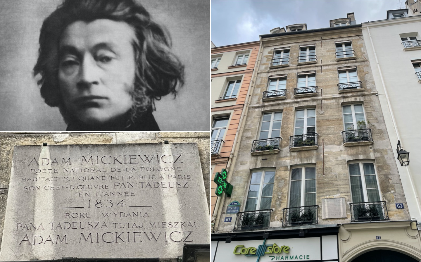 Adam Mickiewicz według dagerotypu paryskiego z 1842 roku (Gallica), domena publiczna; polskiFR