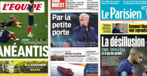 Les Unes de L'Équipe, de Sud-Ouest et du Parisien presse, @Le_Figaro / Twitter