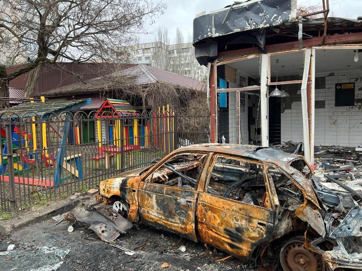 Zniszczony Chersoń, fot. parafia św. Mikołaja w Kijowie