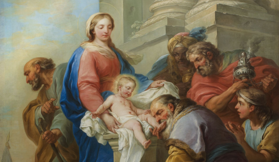 Obraz „Pokłon Mędrców” (« Adoration des Mages ») w kościele polskim w Paryżu (fragment)