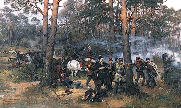Scena z powstania styczniowego, obraz T. Ajdukiewicza z 1875 (fragment), fot. wikimedia (domena publiczna)