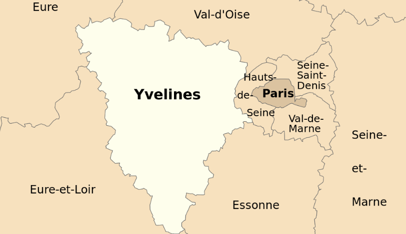 Położenie departamentu Yvelines, fot. Autorstwa Spedona - Praca własna, CC BY-SA 3.0, https://commons.wikimedia.org/w/index.php?curid=8326909