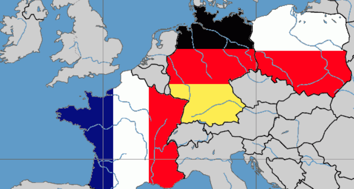 Państwa Trójkąta Weimarskiego, fot. Autorstwa David Liuzzo, New European - based on File:Europe location POL.png, CC BY-SA 3.0, https://commons.wikimedia.org/w/index.php?curid=1548436