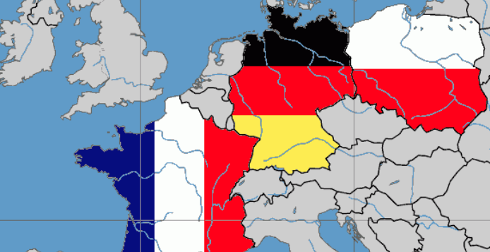 Państwa Trójkąta Weimarskiego, fot. Autorstwa David Liuzzo, New European - based on File:Europe location POL.png, CC BY-SA 3.0, https://commons.wikimedia.org/w/index.php?curid=1548436