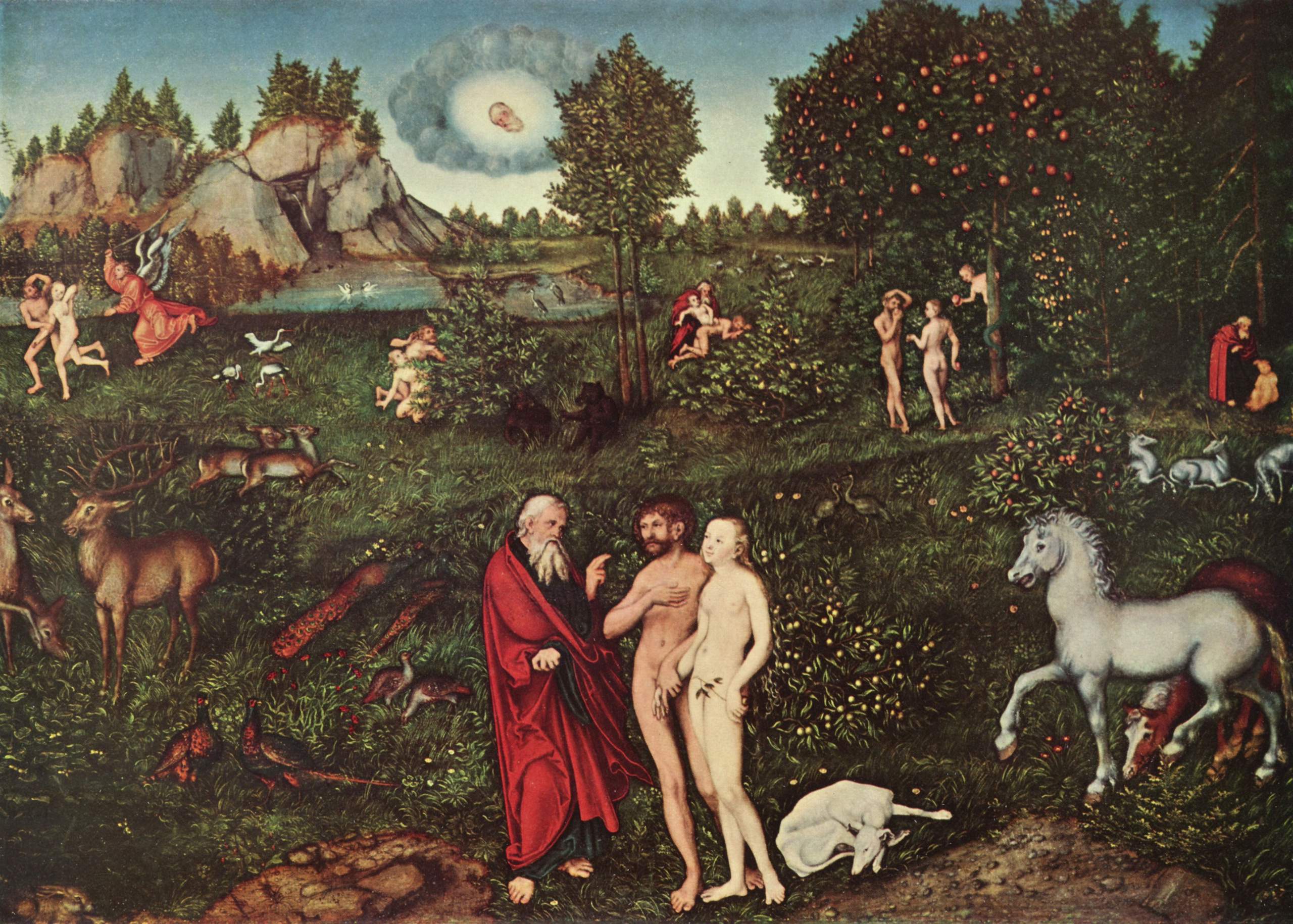 Lucas Cranach – Adam i Ewa w Rajskim Ogrodzie, fot. Wikimedia (domena publiczna)
