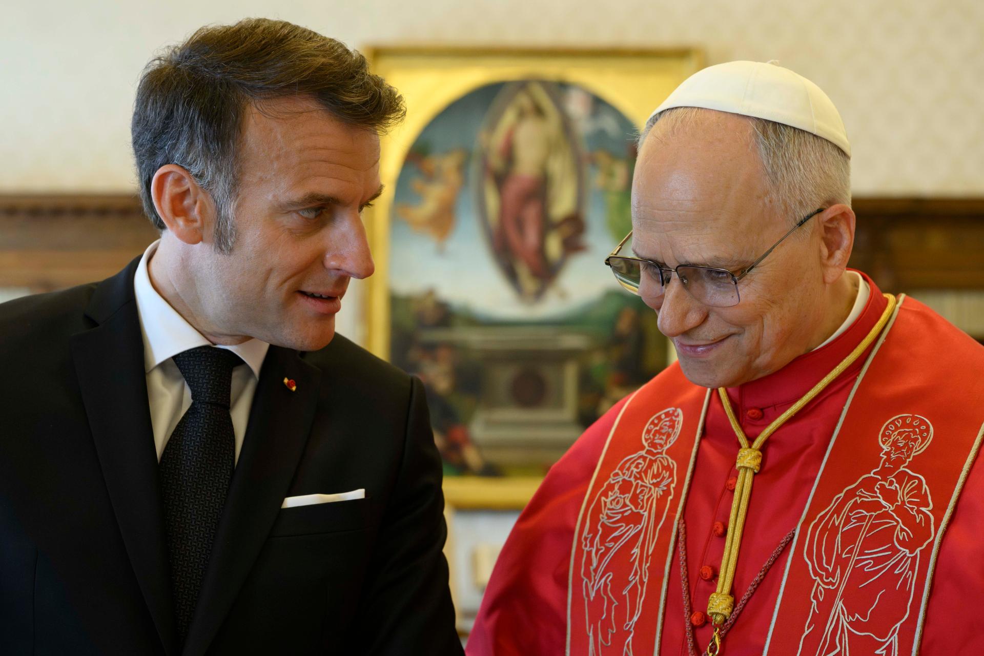 Spotkanie Leona XIV z Macronem, fot. Vatican Media